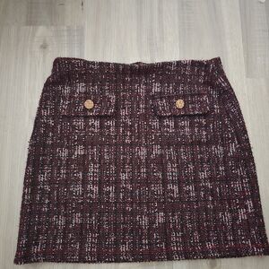 Elegant Tweed Mini Skirt with Gold Buttons